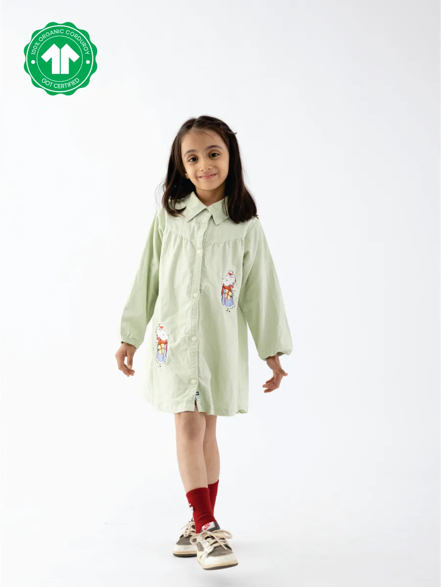 Girls Organic Corduroy Mouse Dress