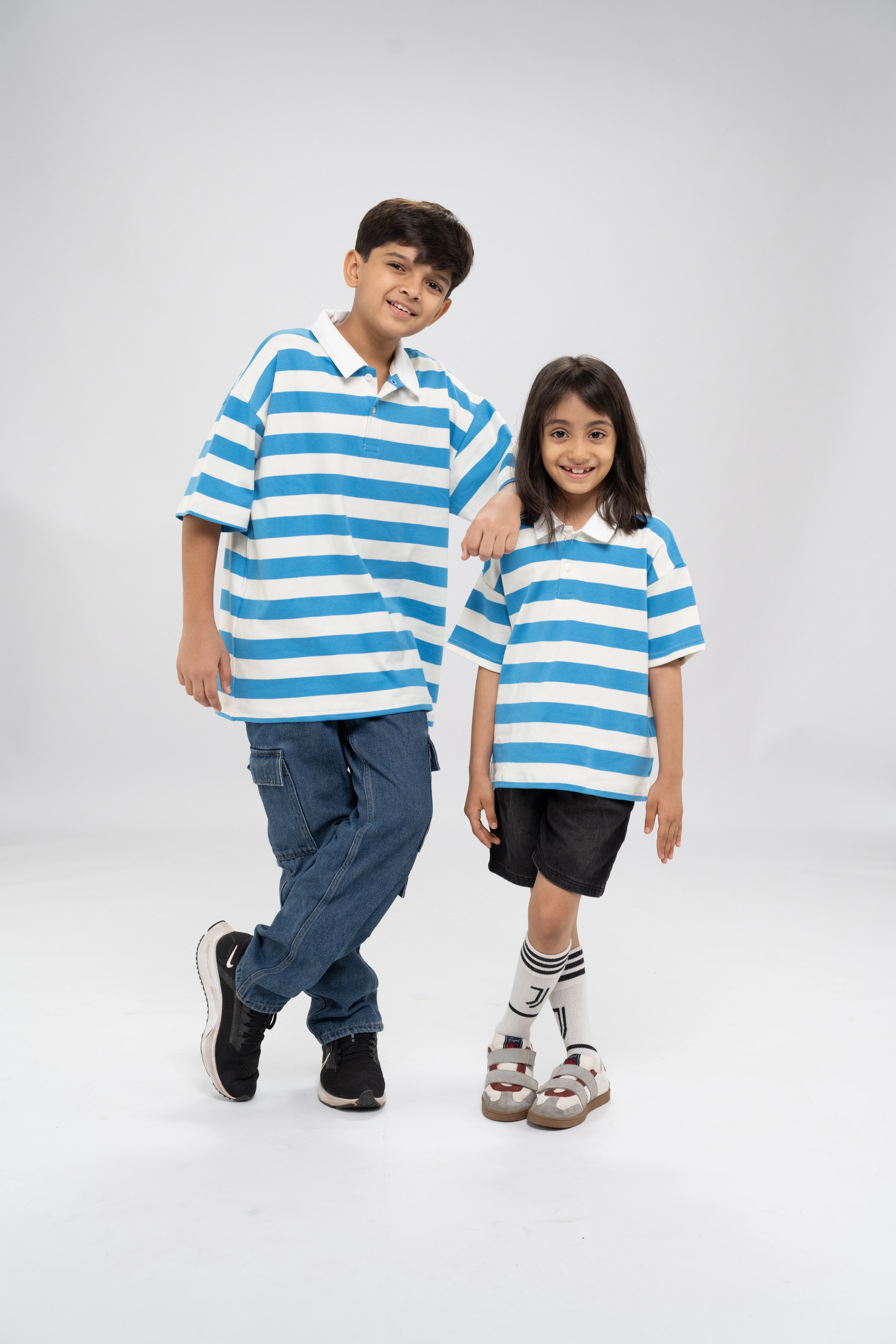 White & Blue Stripe Collar T-Shirt
